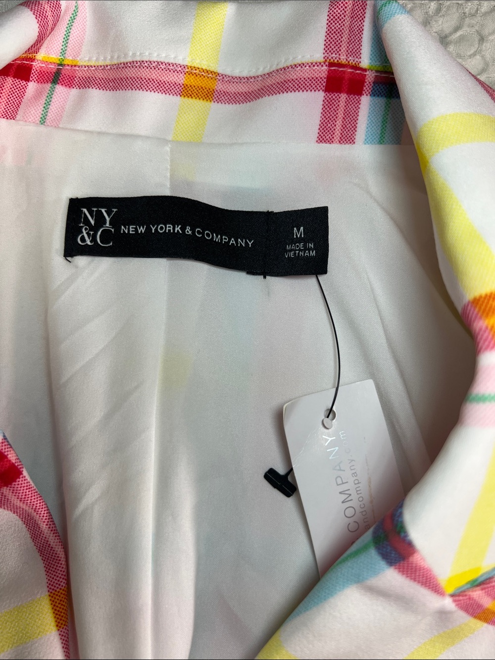 New York & company Colorful Plaid Double-Breasted Women's Blazer size M - Picture 2 of 9